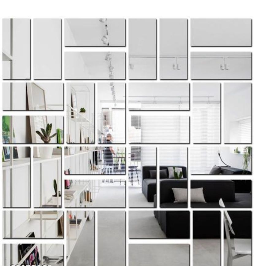 Rectangle Mirror 🪞 Stickers For Decoration (15cm*6cm)-Silver Colour - (10 Piece Set)_1