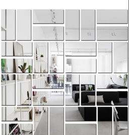Rectangle Mirror 🪞 Stickers For Decoration (15cm*6cm)-Silver Colour - (10 Piece Set)