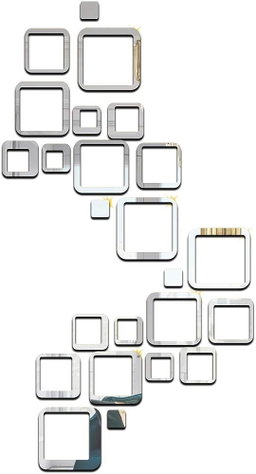 Silver Colour Square ⬜ Mirror Set 🪞 Stickers For Decoration (6 Piece Set)-1 Set