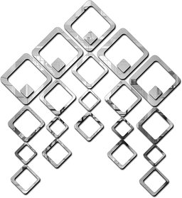 Silver Colour Square ⬜ Mirror Set 🪞 Stickers For Decoration (6 Piece Set)-1 Set