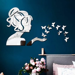 Silver Colour Butterfly 🦋 Mirror 🪞 Stickers For Decoration-(4.5cm*3.6cm)- (20 Piece Set)*