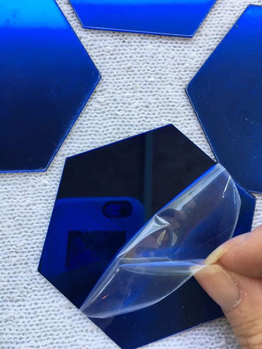 Blue Colour Hexagon Mirror 🪞 Stickers For Decoration-(12cm*11cm)- (10 Piece Set)_3