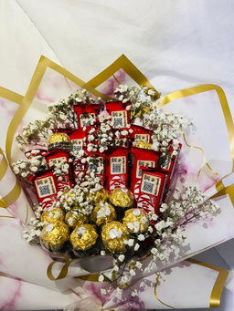 Chocolate Bouquet with 12 KitKat and 10 Ferraro added with Filling flowers