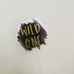 Clear Cake Topper With Painted Brush Stroke 