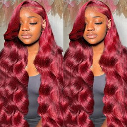 Wine Red Body Wave Human Hair Wigs