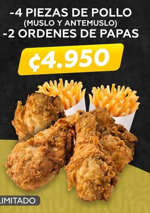 4 Piezas de Pollo (muslo y ante muslo) + 2 ordenes de papas_0