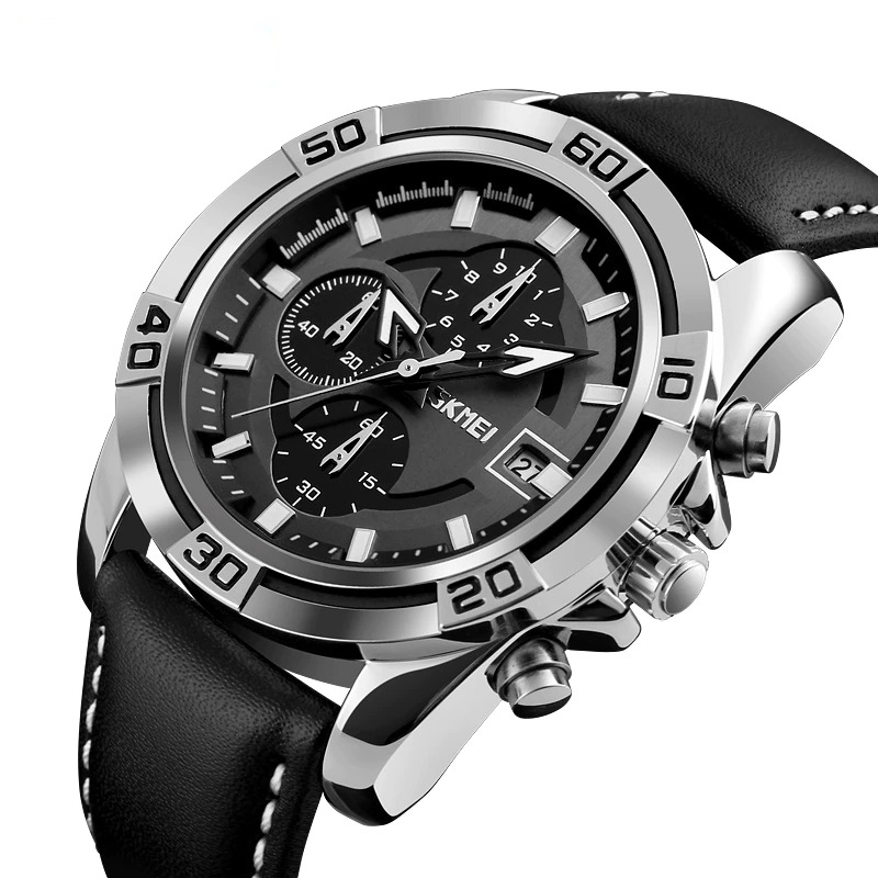 Skmei 9156 Men Leather Quartz Wristwatches