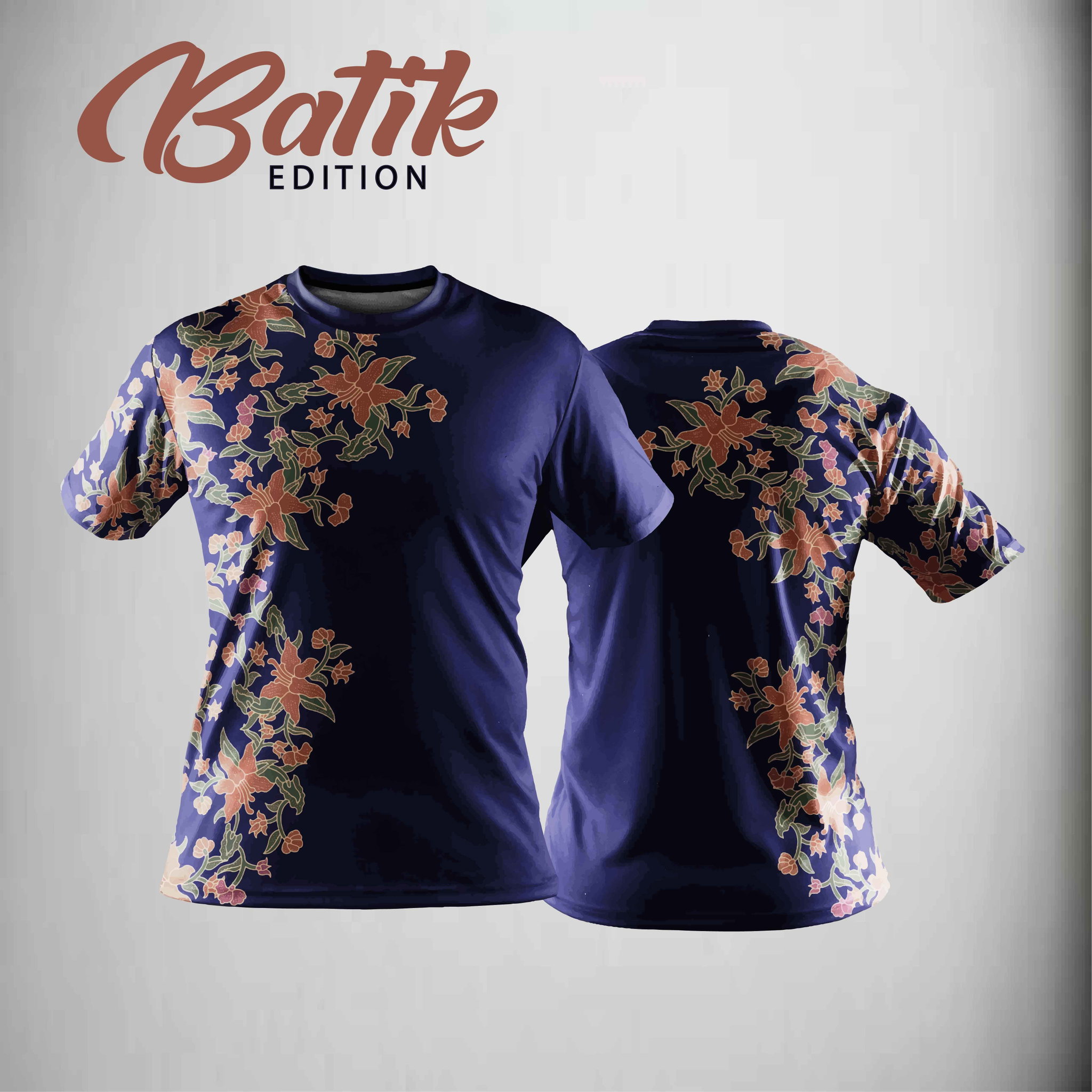 FAZZ FL01 - SHORT SLEEVE CORAK BATIK NAVY BLUE FLORAL BLUE JERSEY_0
