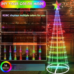 Cône de Sapin de Noël lumineux 1,5 mètres pour intérieur et extérieur , 205 LED , décoration extérieure/intérieure, spectacle de lumière pour jardin 