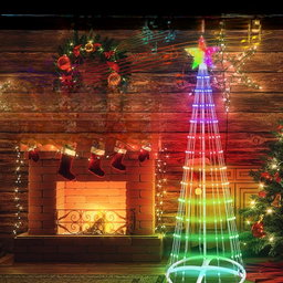 Cône de Sapin de Noël lumineux 1,5 mètres pour intérieur et extérieur , 205 LED , décoration extérieure/intérieure, spectacle de lumière pour jardin 