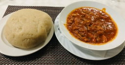 Local food cassava ugali and Omena soup