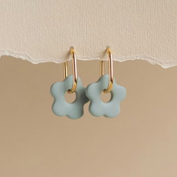 Round hoop earrings with flower charms (color of your choice)