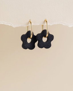 Round hoop earrings with flower charms (color of your choice)