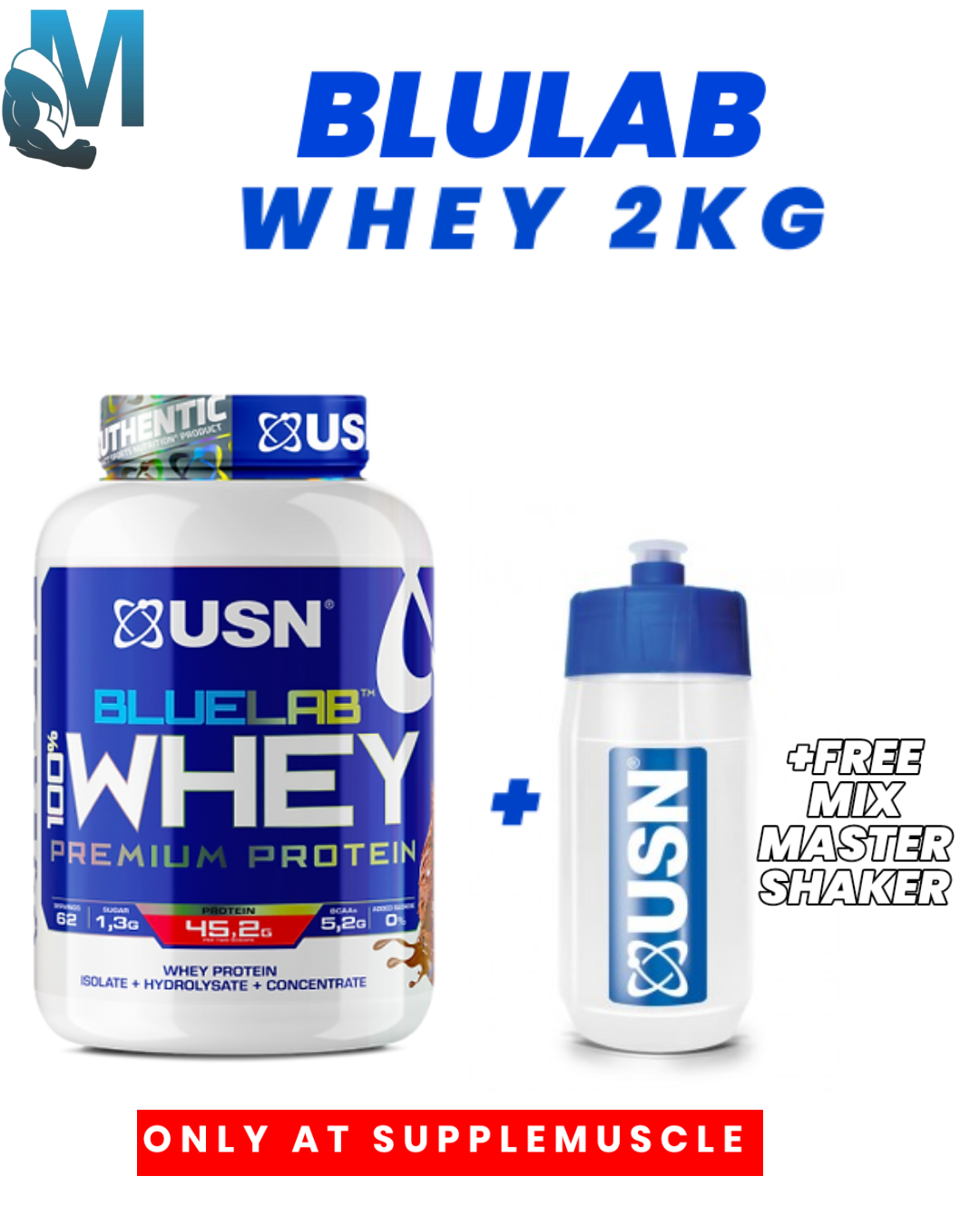 Bluelab whey 2kg + free shaker 