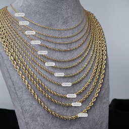 Real 10K 14k 3-6MM  Rope Chain  (MEN) 