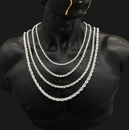 Real 10k 14k 18k White Gold Rope Chain