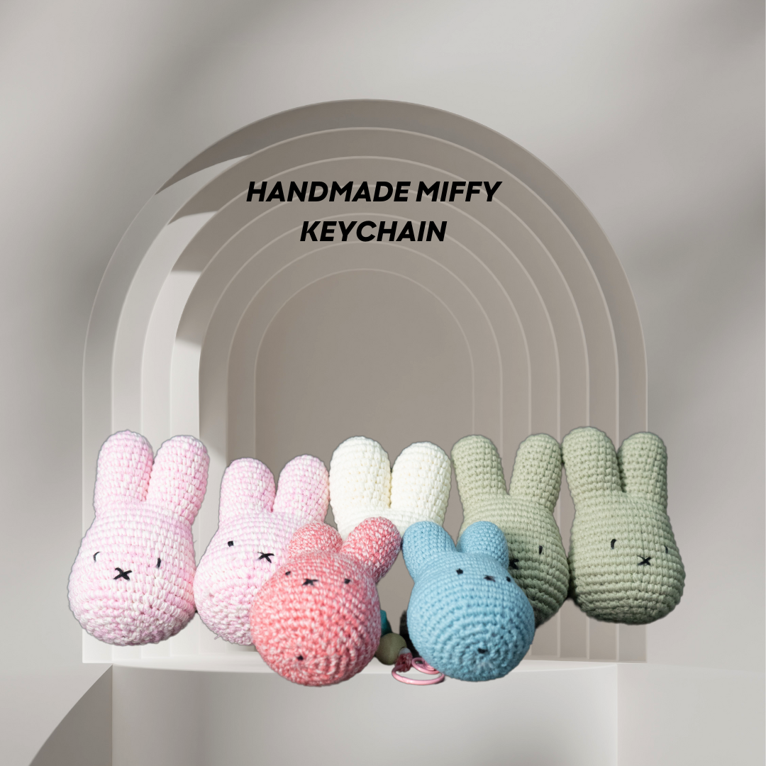 Handmade Miffy Keychain | Premium PP Cotton & Shewave Beads | 100% Cotton Yarn | Densons Lifestyle_1