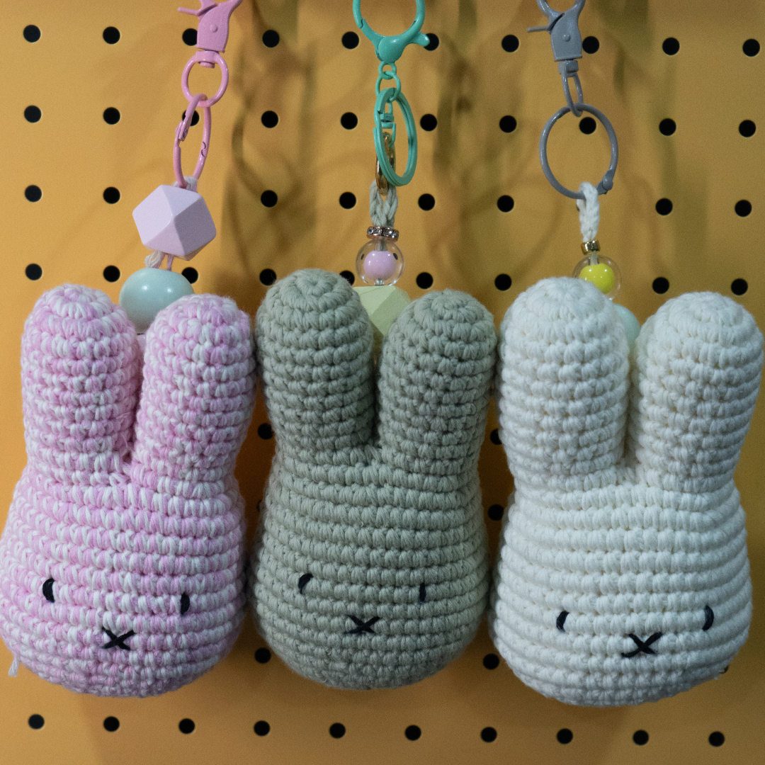 Handmade Miffy Keychain | Premium PP Cotton & Shewave Beads | 100% Cotton Yarn | Densons Lifestyle_3