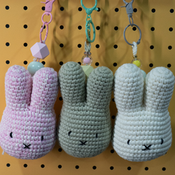 Handmade Miffy Keychain | Premium PP Cotton & Shewave Beads | 100% Cotton Yarn | Densons Lifestyle