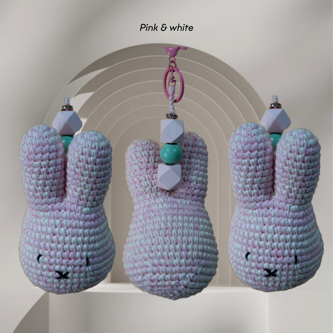 Handmade Miffy Keychain | Premium PP Cotton & Shewave Beads | 100% Cotton Yarn | Densons Lifestyle_12