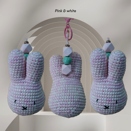 Handmade Miffy Keychain | Premium PP Cotton & Shewave Beads | 100% Cotton Yarn | Densons Lifestyle