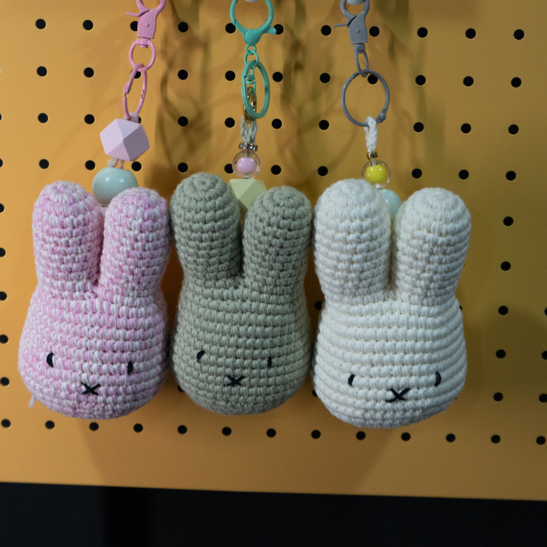 Handmade Miffy Keychain | Premium PP Cotton & Shewave Beads | 100% Cotton Yarn | Densons Lifestyle_2