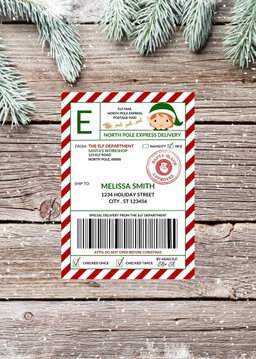 A5 Santa Delivery sticker Personalized 