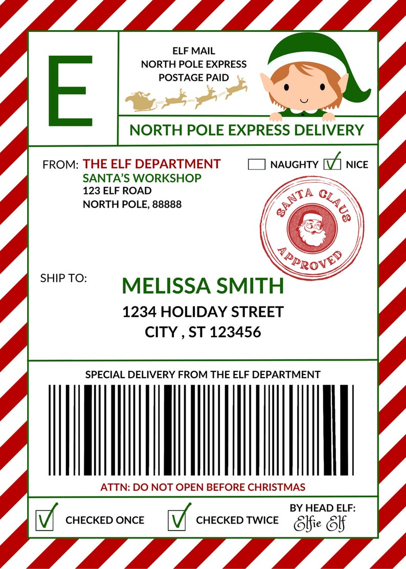 A5 Santa Delivery sticker Personalized _0