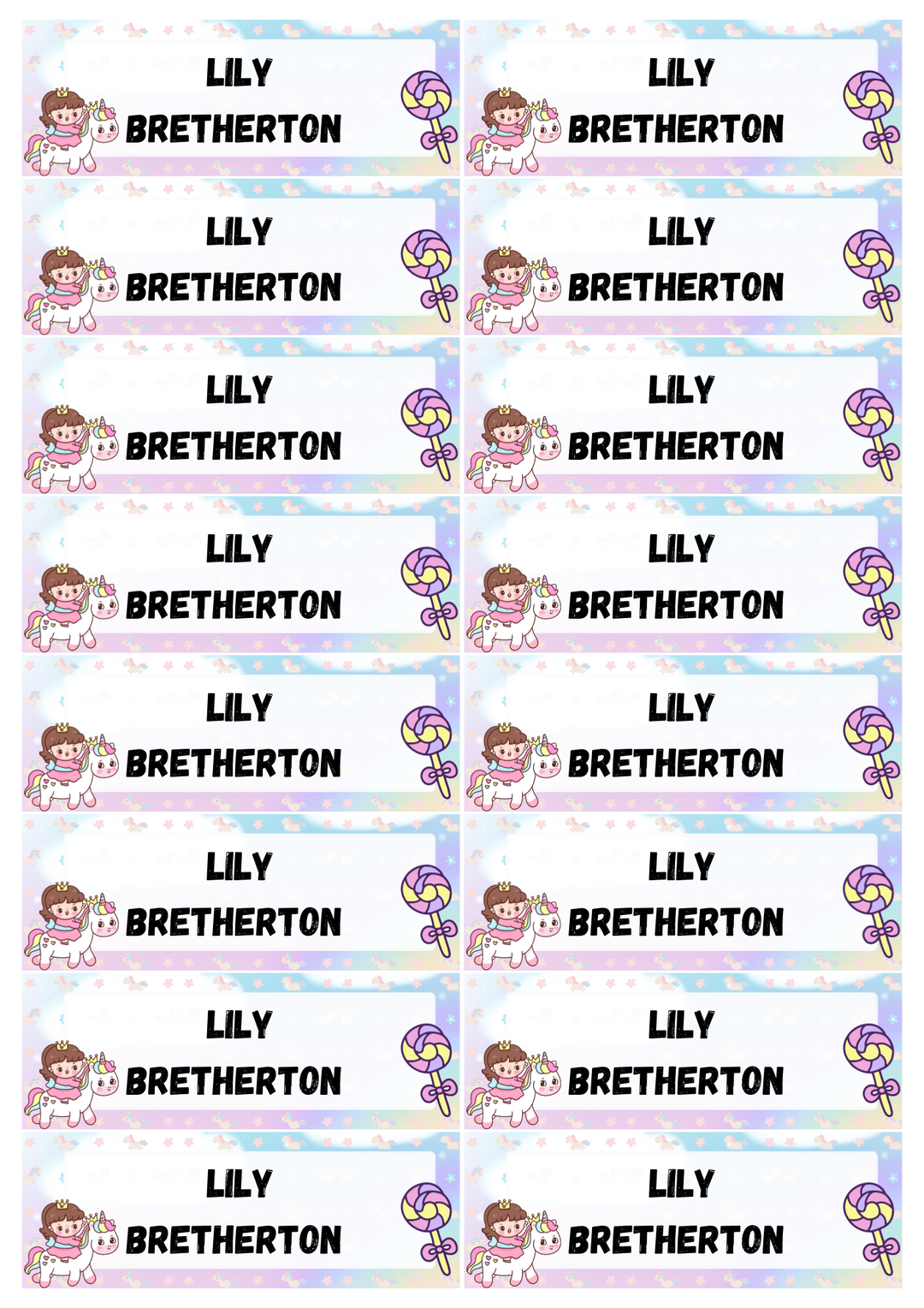 Pre School Stationery 80 labels 