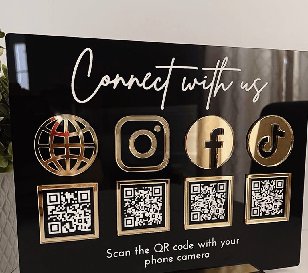 Let’s Get Social QR Code Acrylic Signage