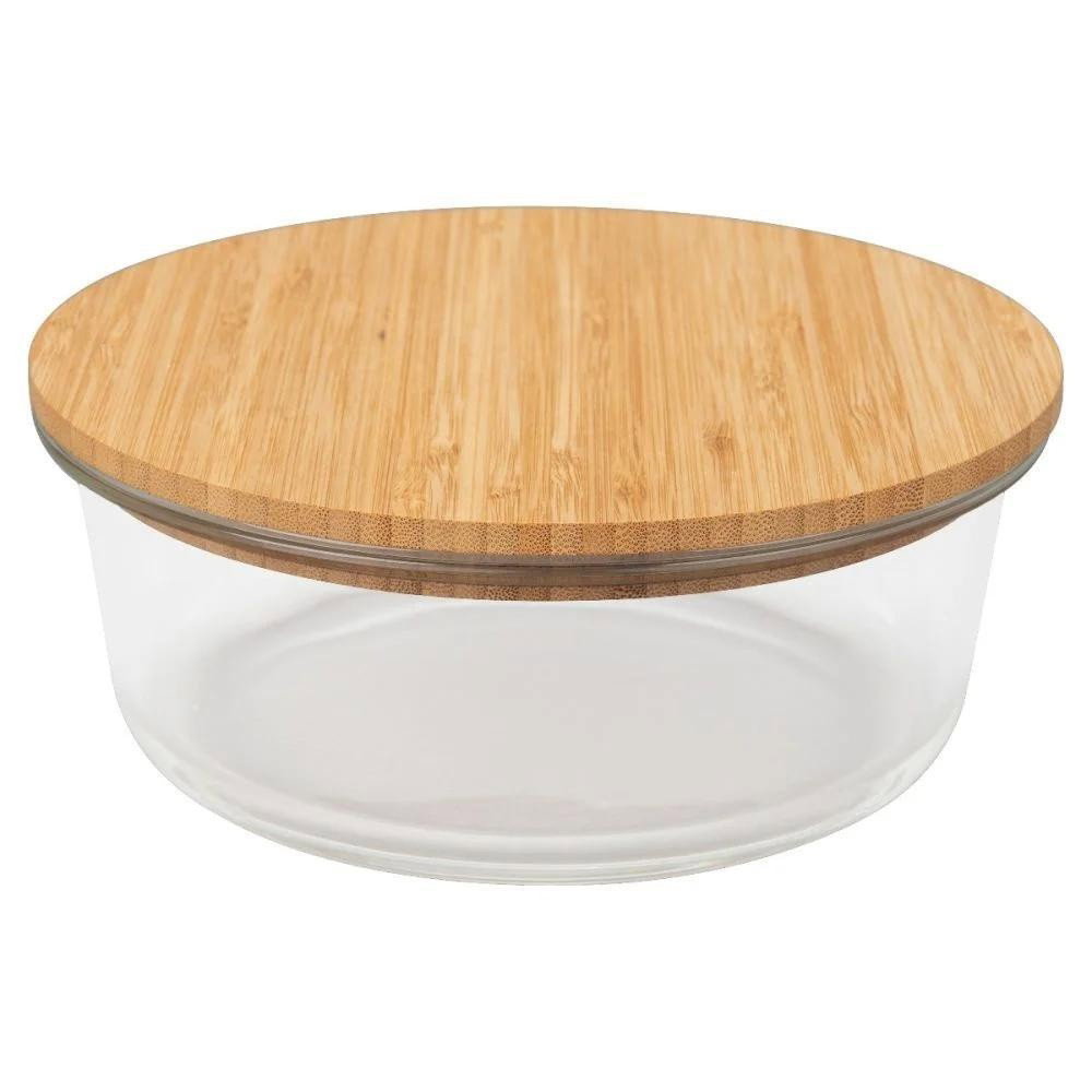 Round Glass Container with Bamboo Lid_0