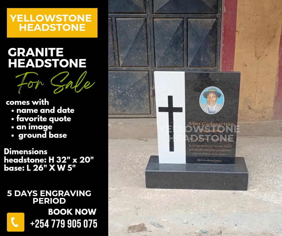 Granite Memorial Headstone with Cross and Portrait_1