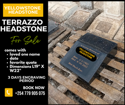 Black base terrazzo memorial grave headstone