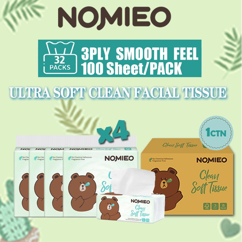[CARTON] Nomieo Clean Soft Tissue (100s) - 32 packs