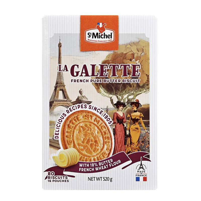 St Michel 法国进口 黄油饼干 520g | 法国百年品牌原装进口,100%法国小麦粉,香浓黄油 香脆微甜,黄油含量18%