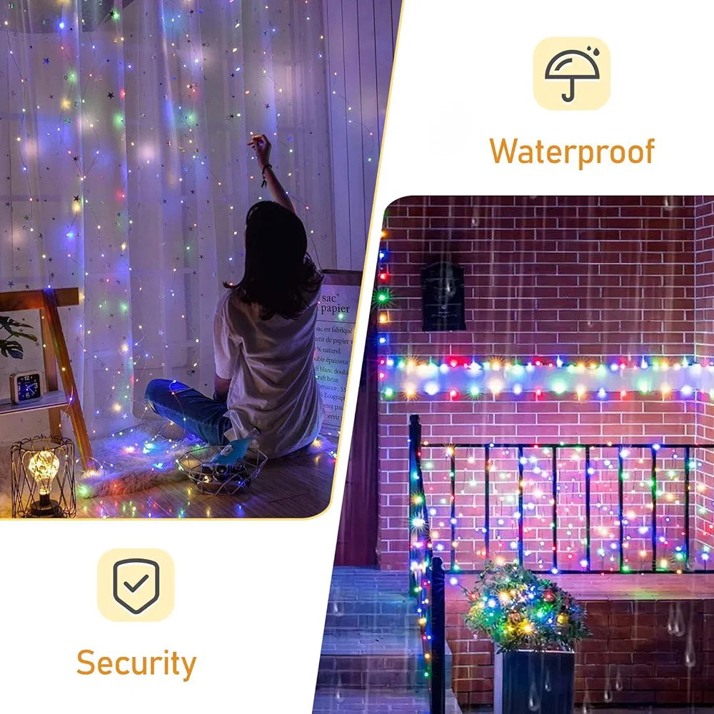 Guirlande Lumineuse Solaire Extérieure, 12m 120 LED Solaire 8 Modes Guirlande Guinguette Solaire Exterieure Étanche Décoration pour Jardin, Terrasse, Cour, Noël, Mariage, Fête Couleur_2