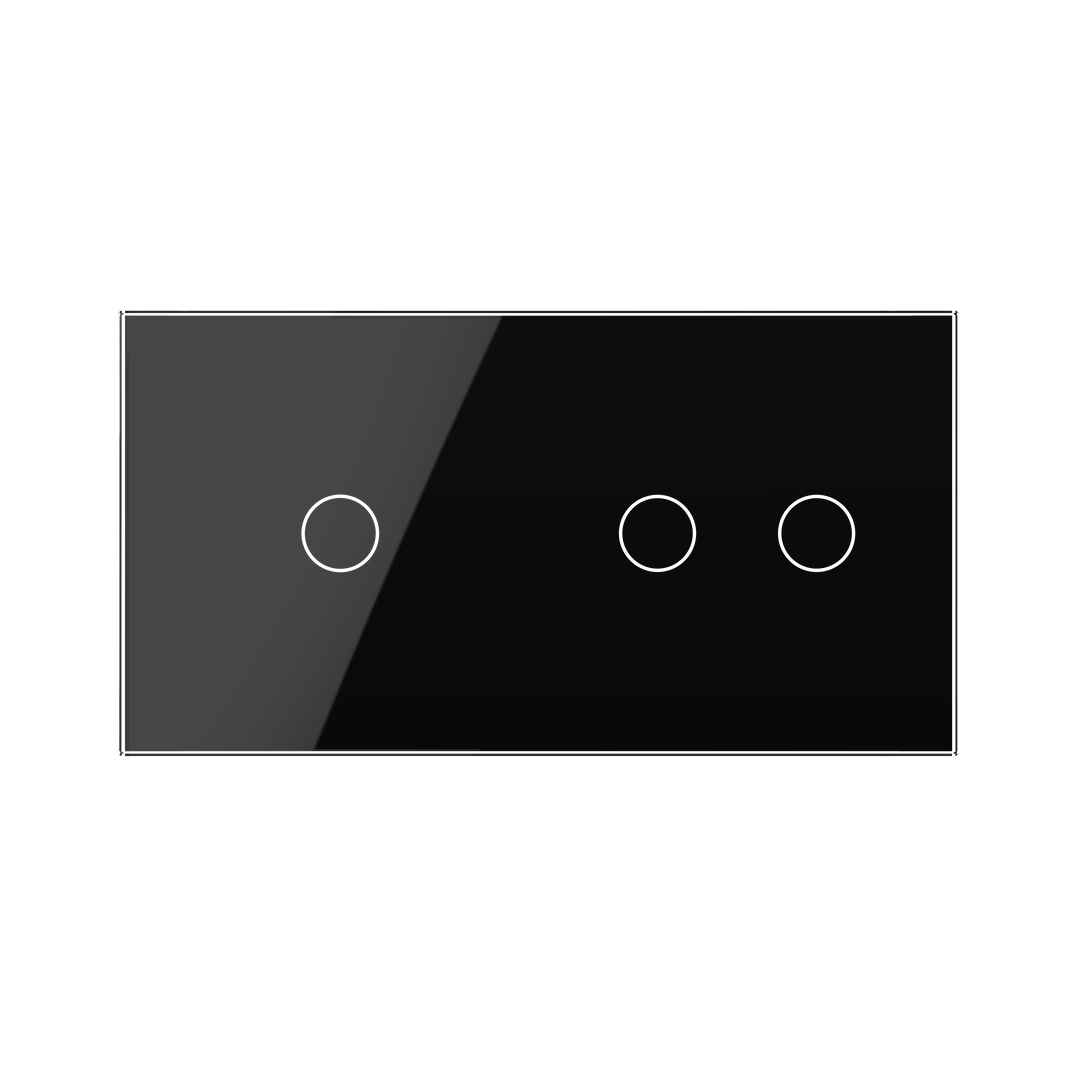 Panneau double 3 commandes Noir