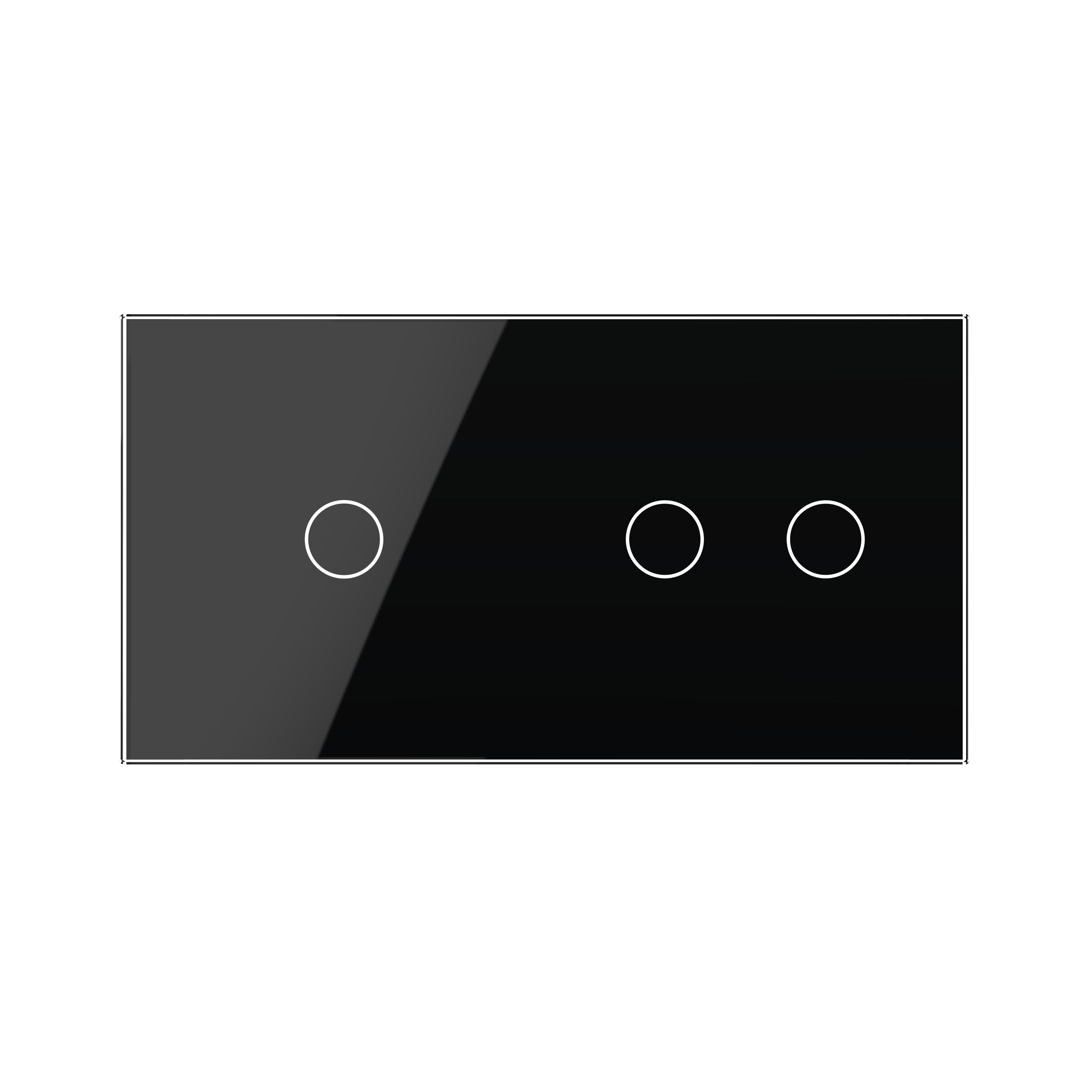 Panneau double 3 commandes Noir
