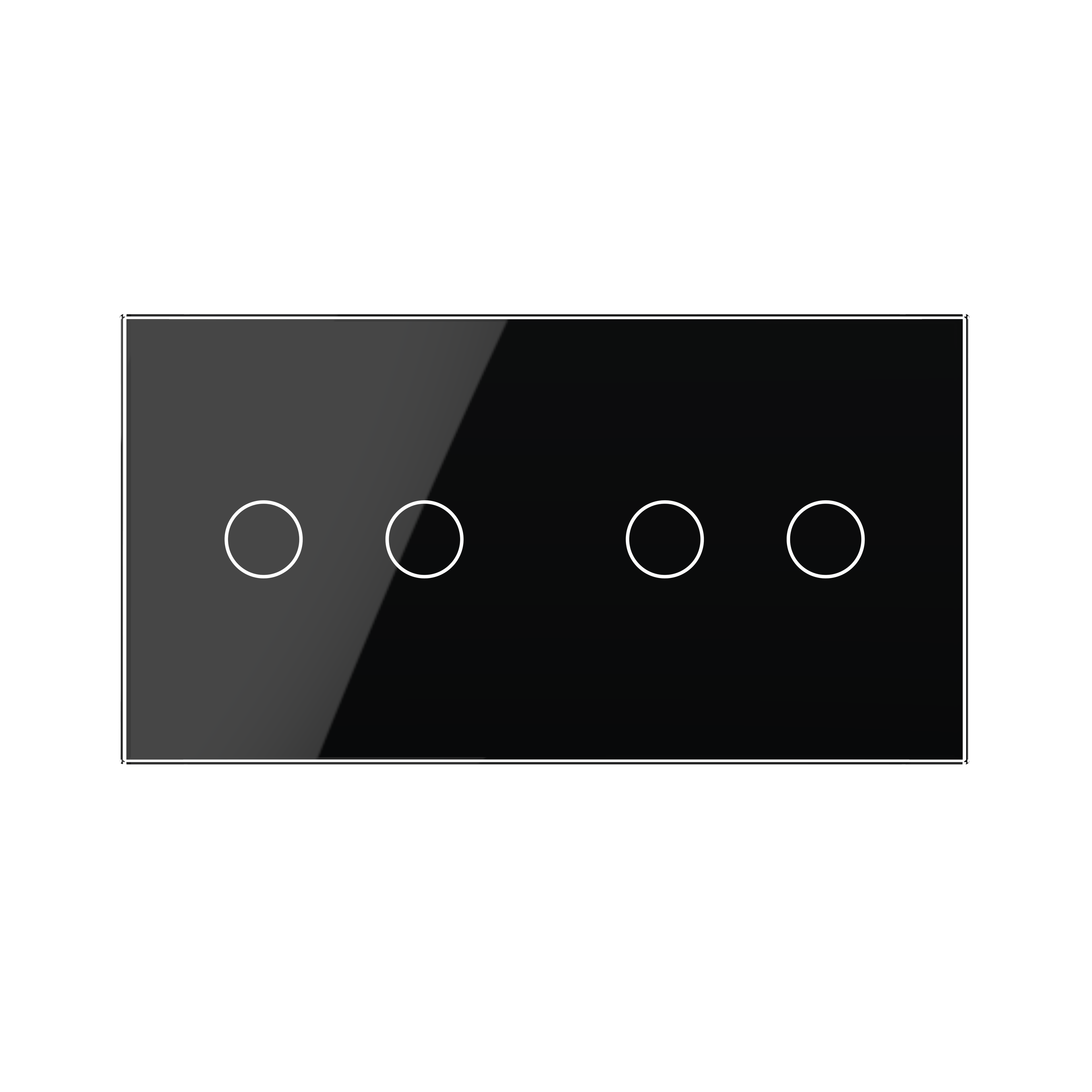 Panneau double 4 commandes noir