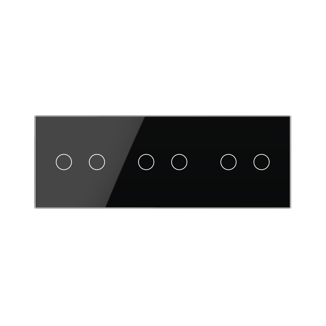 Panneau triple 6 commandes noir
