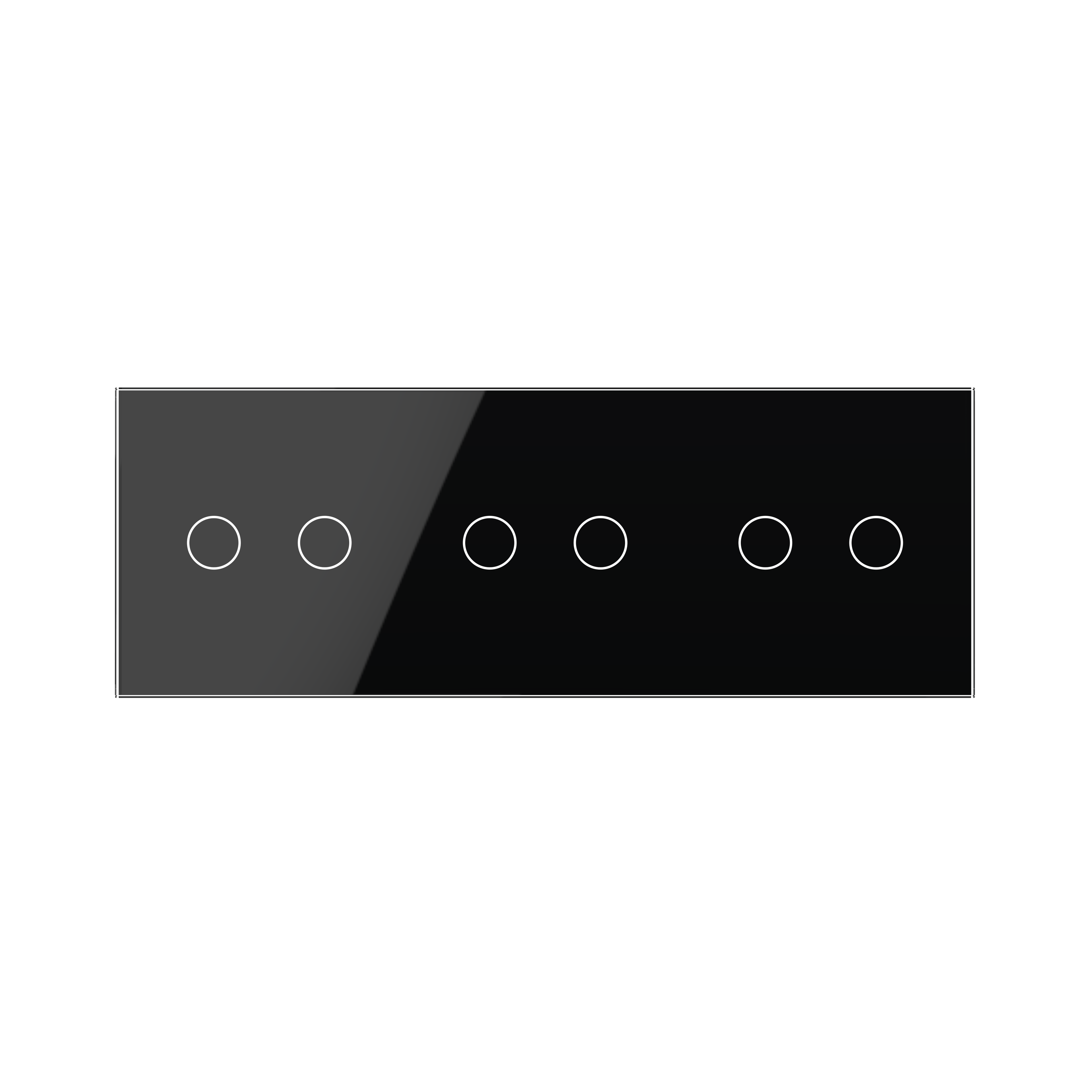 Panneau triple 6 commandes noir