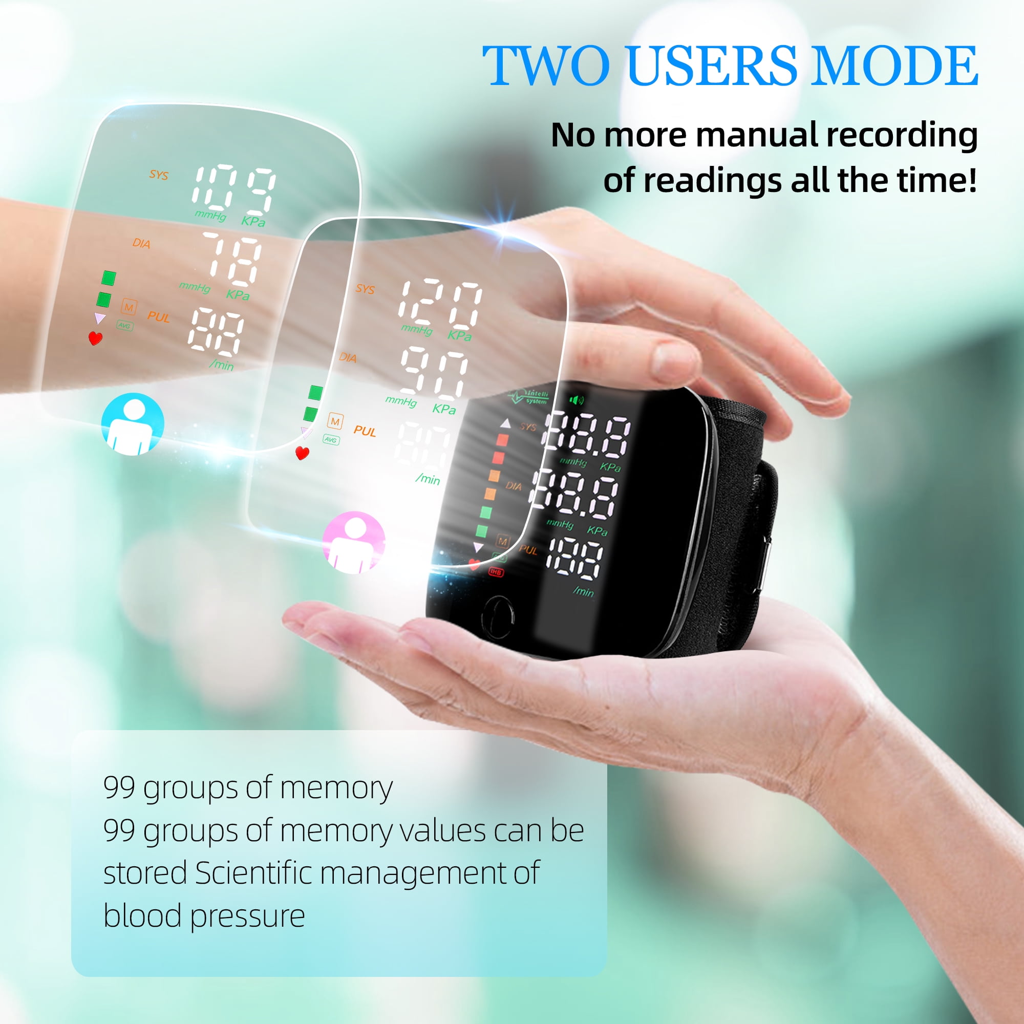 Advanced Wrist Blood Pressure Monitor with Large LED Screen, User-Friendly Features, and Unparalleled Accuracy_3