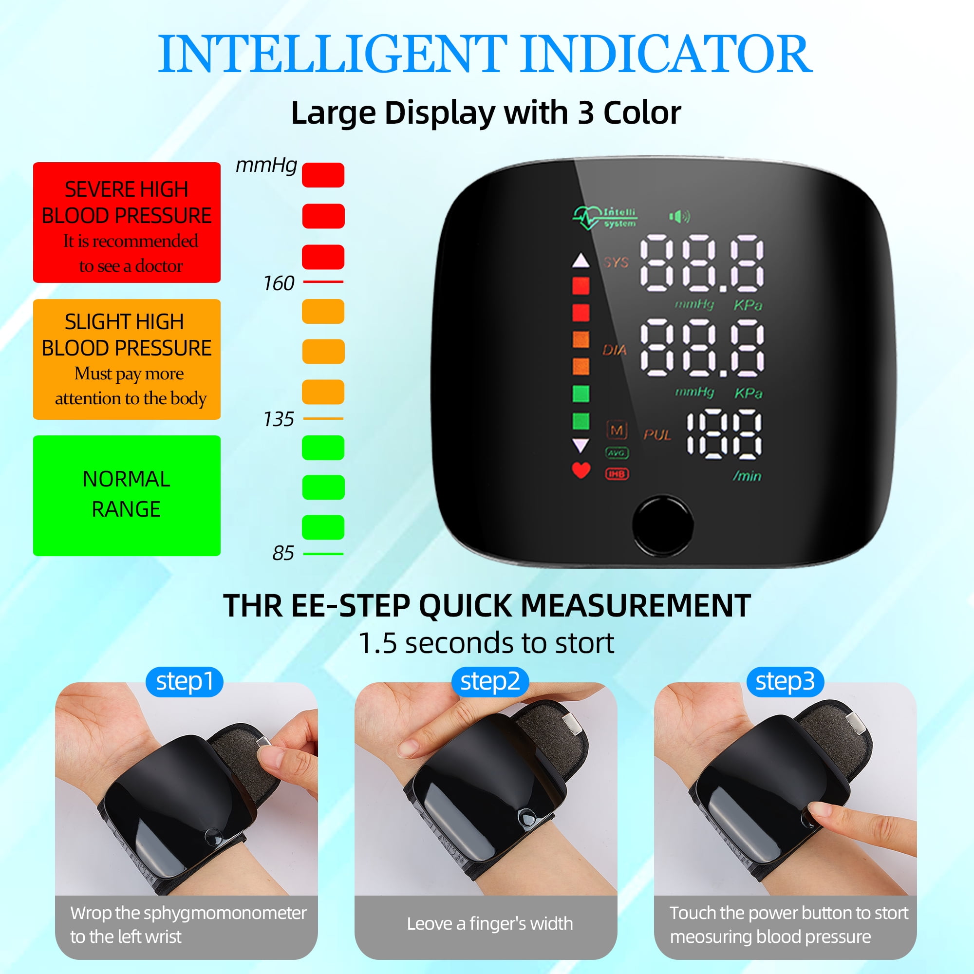 Advanced Wrist Blood Pressure Monitor with Large LED Screen, User-Friendly Features, and Unparalleled Accuracy_4
