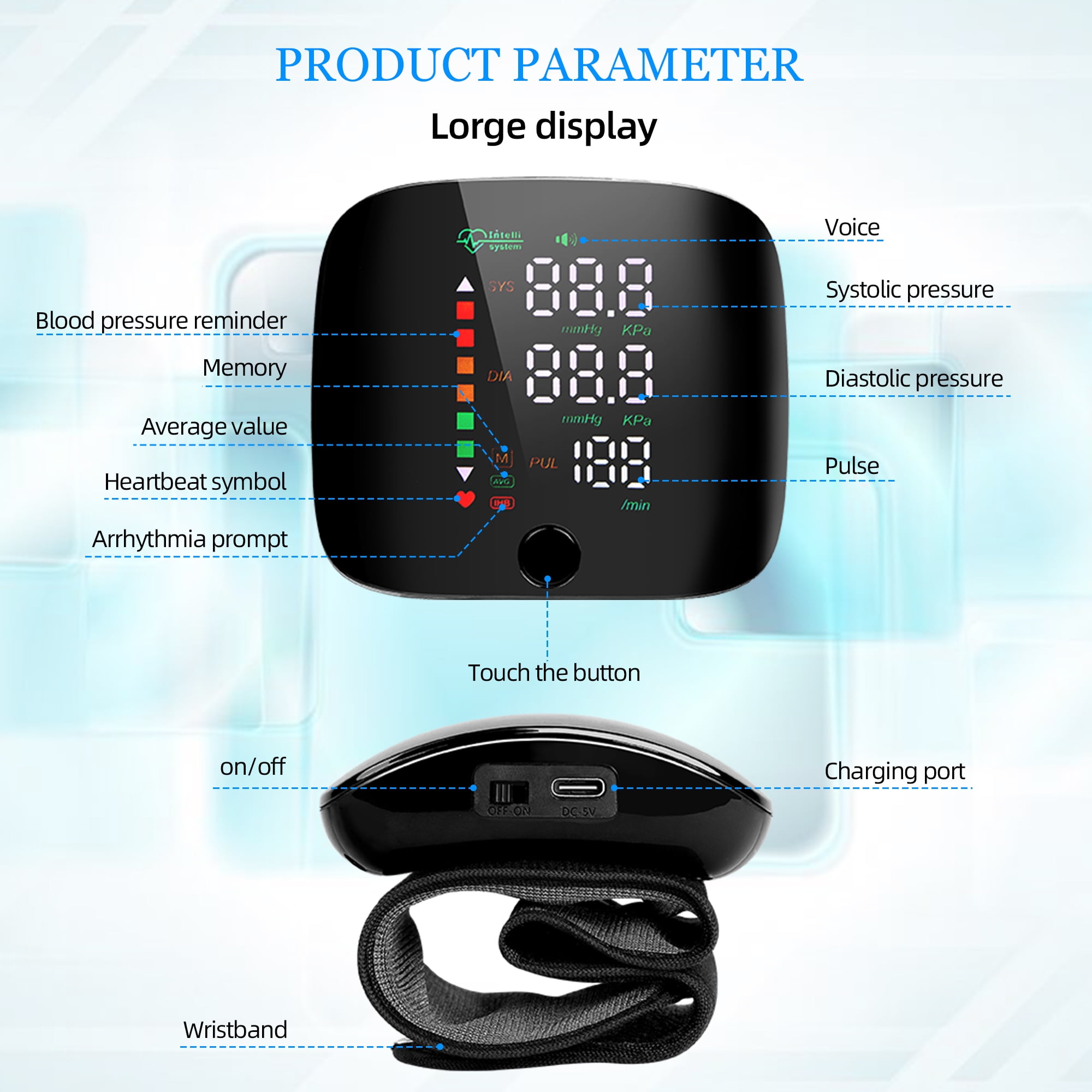 Advanced Wrist Blood Pressure Monitor with Large LED Screen, User-Friendly Features, and Unparalleled Accuracy_2