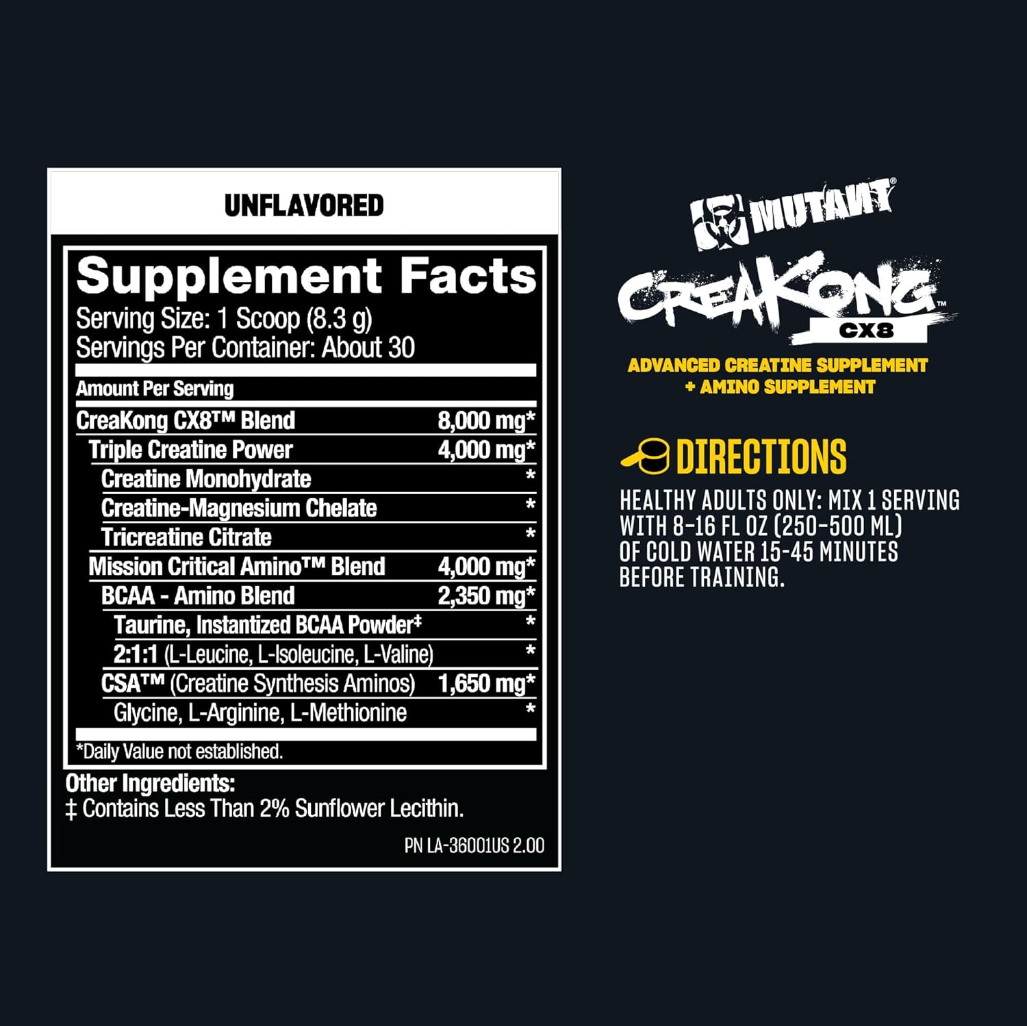 DOS (2) MUTANT CREAKONG CX8 UNFLAVORED 249G - PROMO_2