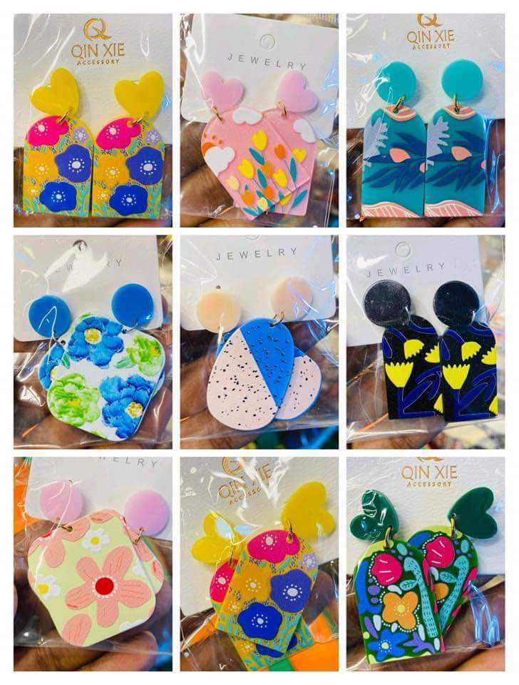 Mouse Head/Handmade Spring Fling Acrylic Earrings_0