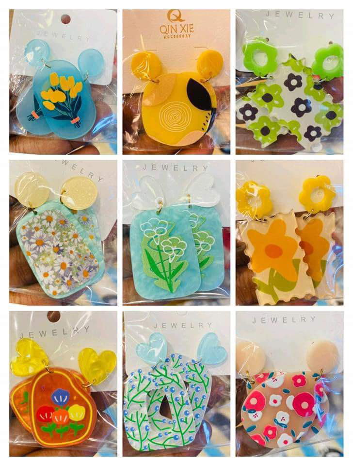 Mouse Head/Handmade Spring Fling Acrylic Earrings_1