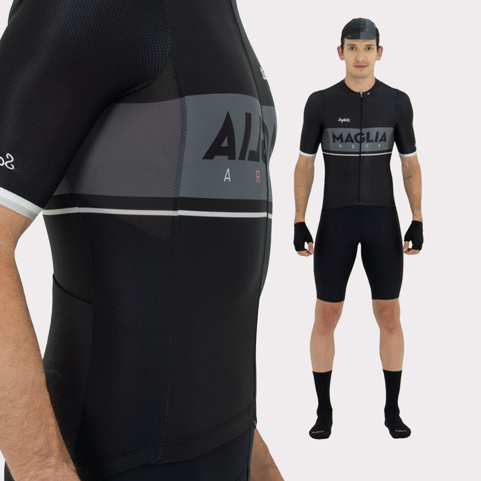 Camisa Ciclismo Manga Corta La Maglia Nera Para Hombre_0