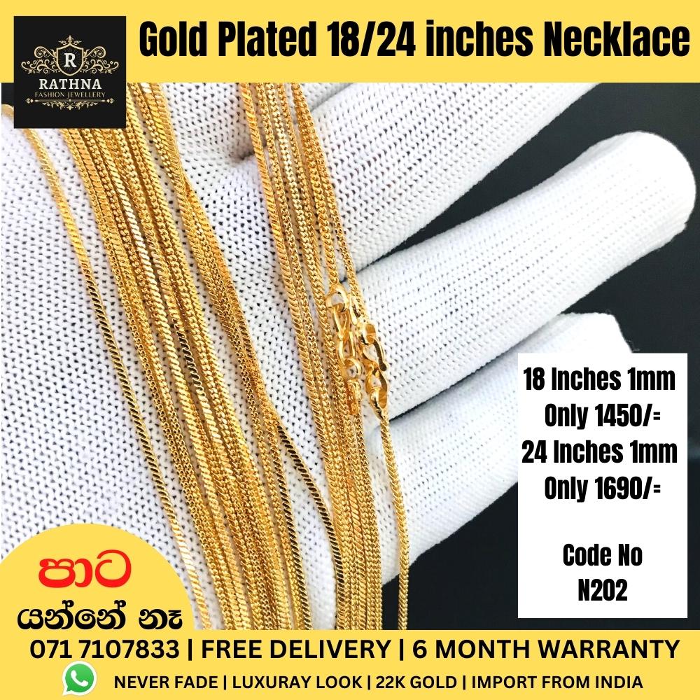 Gold Plated 1mm Box chain 18/24 Inches_0