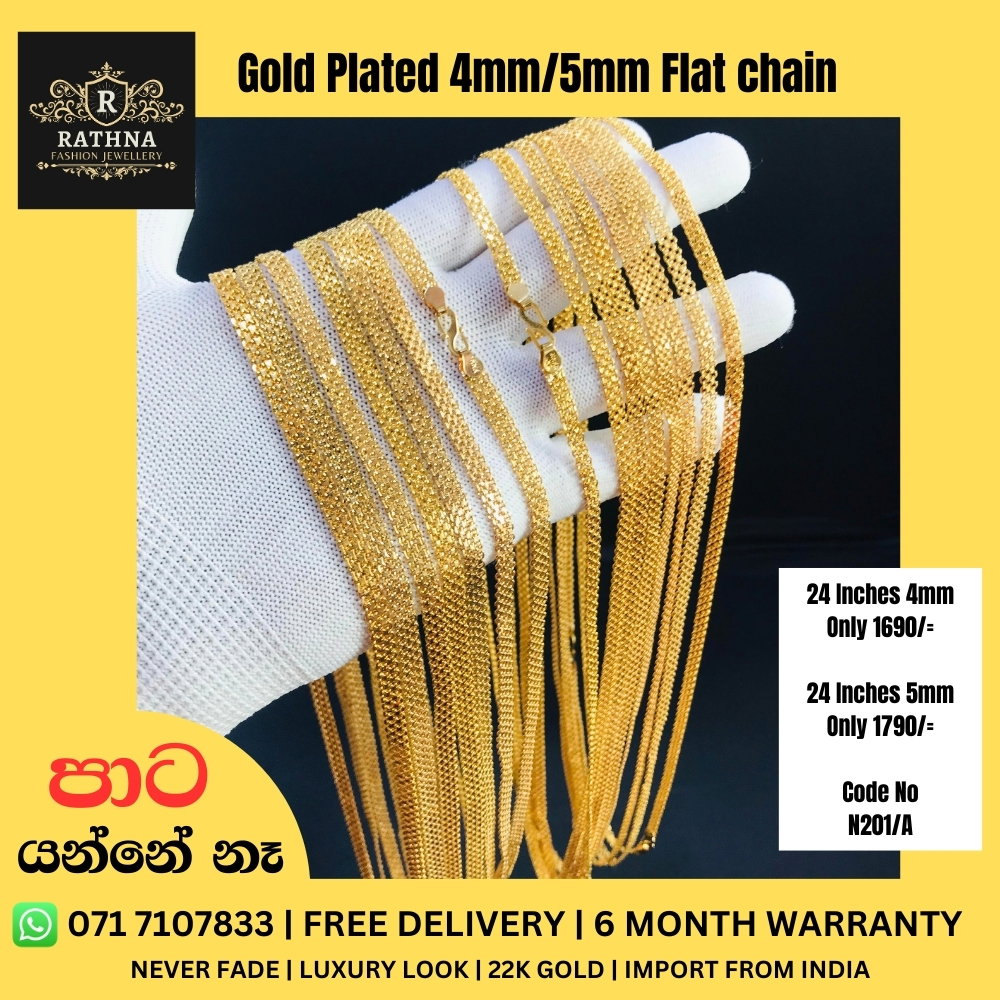 Gold Plated 3/4/5mm Flat chain 18/24 Inches  _0